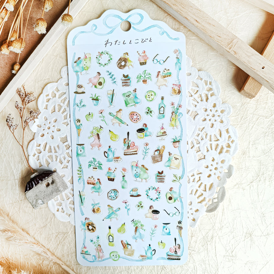 Mind Wave Watashi To Kobito Gold Foil Sticker - Green