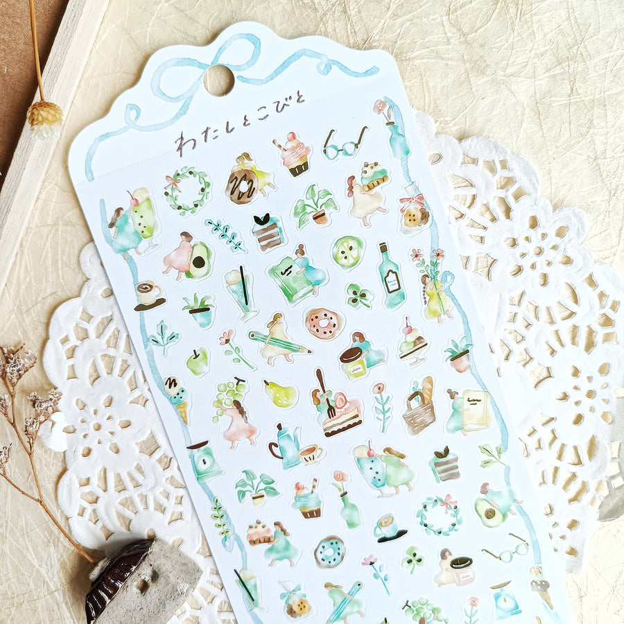 Mind Wave Watashi To Kobito Gold Foil Sticker - Green