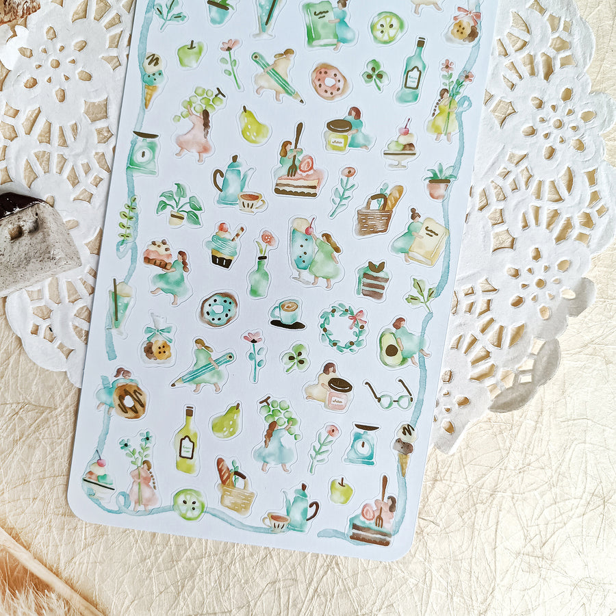 Mind Wave Watashi To Kobito Gold Foil Sticker - Green