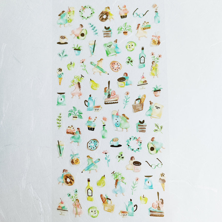 Mind Wave Watashi To Kobito Gold Foil Sticker - Green