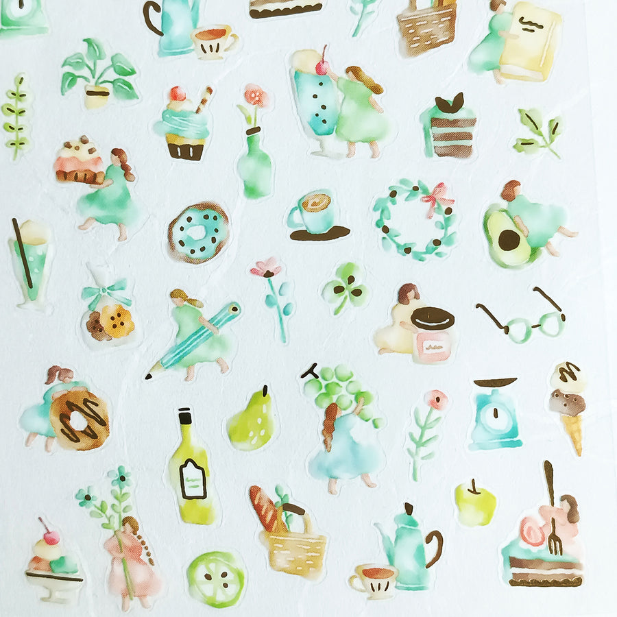 Mind Wave Watashi To Kobito Gold Foil Sticker - Green