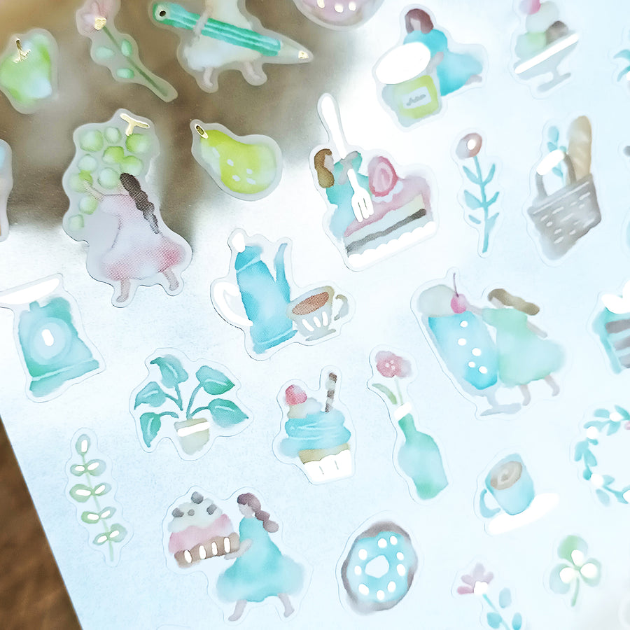 Mind Wave Watashi To Kobito Gold Foil Sticker - Green
