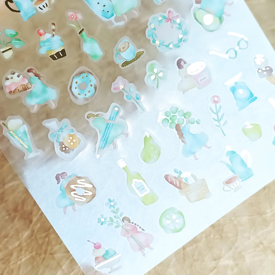 Mind Wave Watashi To Kobito Gold Foil Sticker - Green
