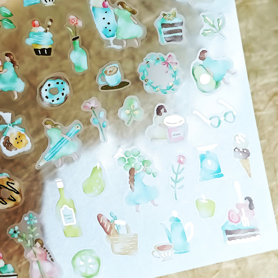 Mind Wave Watashi To Kobito Gold Foil Sticker - Green