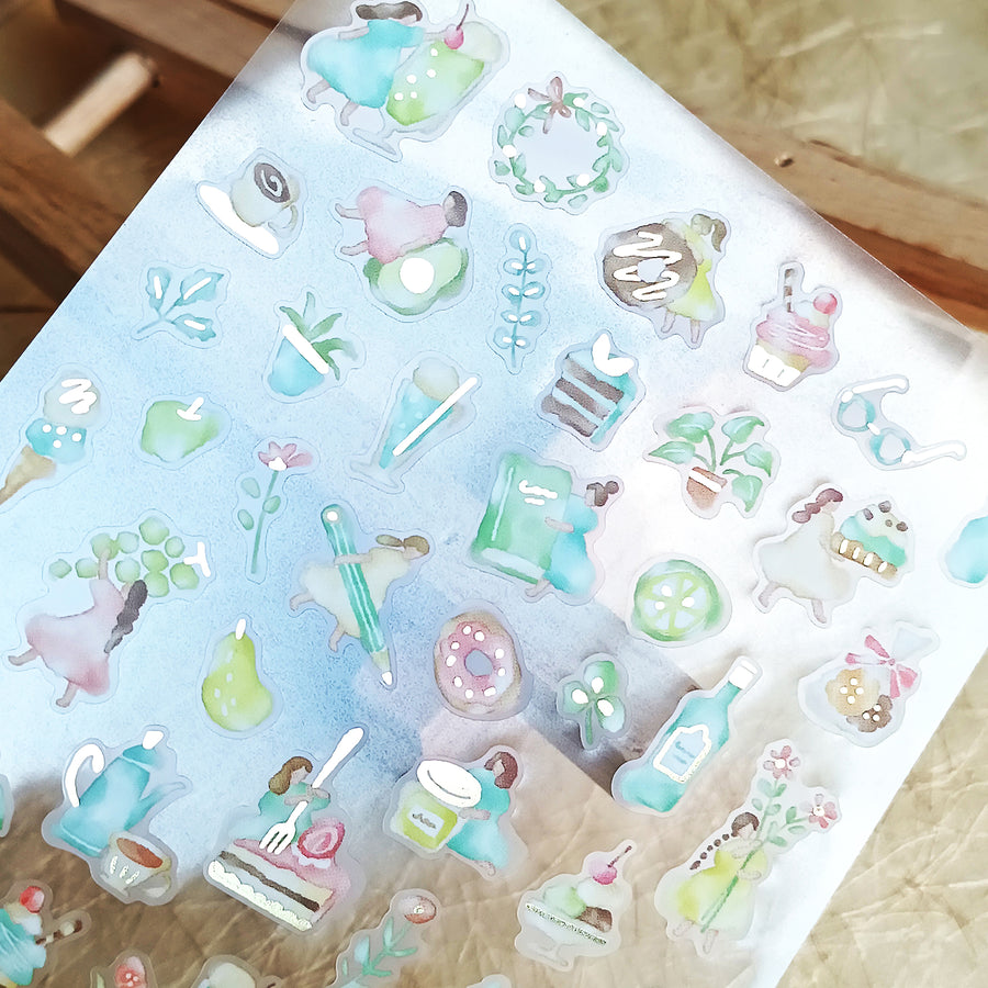 Mind Wave Watashi To Kobito Gold Foil Sticker - Green