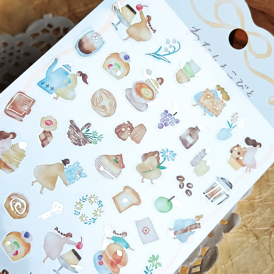 Mind Wave Watashi To Kobito Gold Foil Sticker - Beige