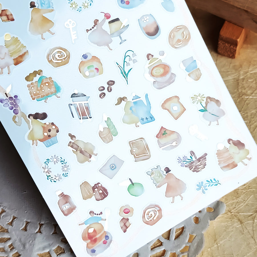 Mind Wave Watashi To Kobito Gold Foil Sticker - Beige