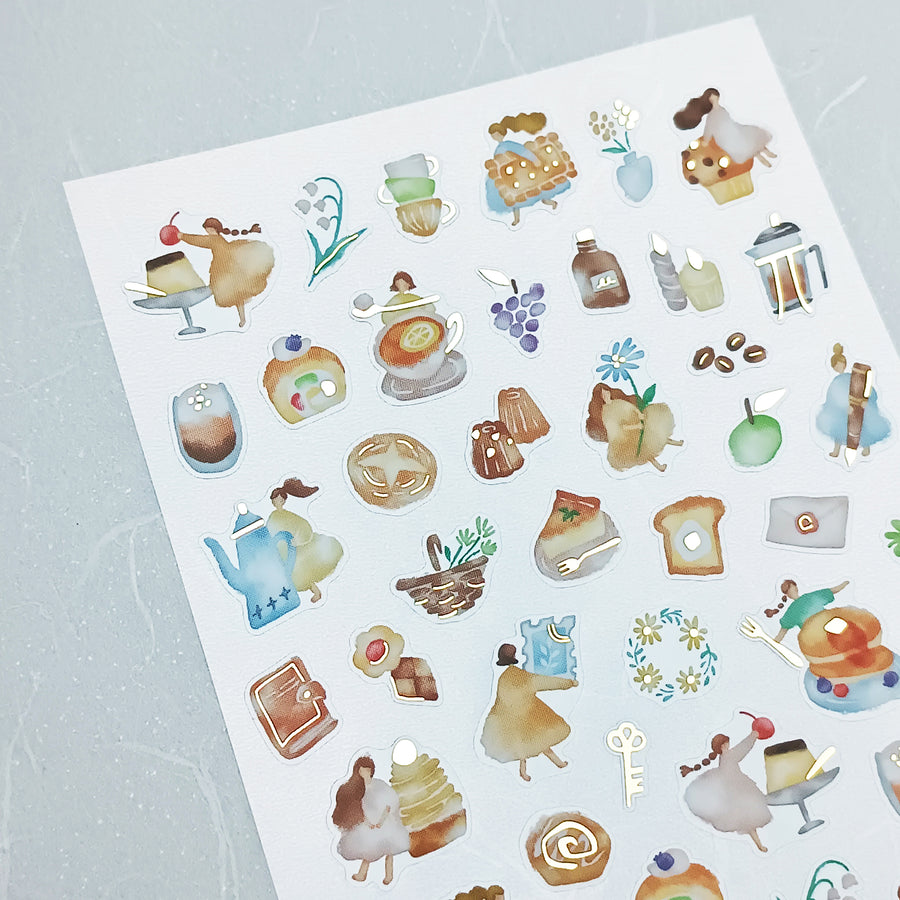 Mind Wave Watashi To Kobito Gold Foil Sticker - Beige