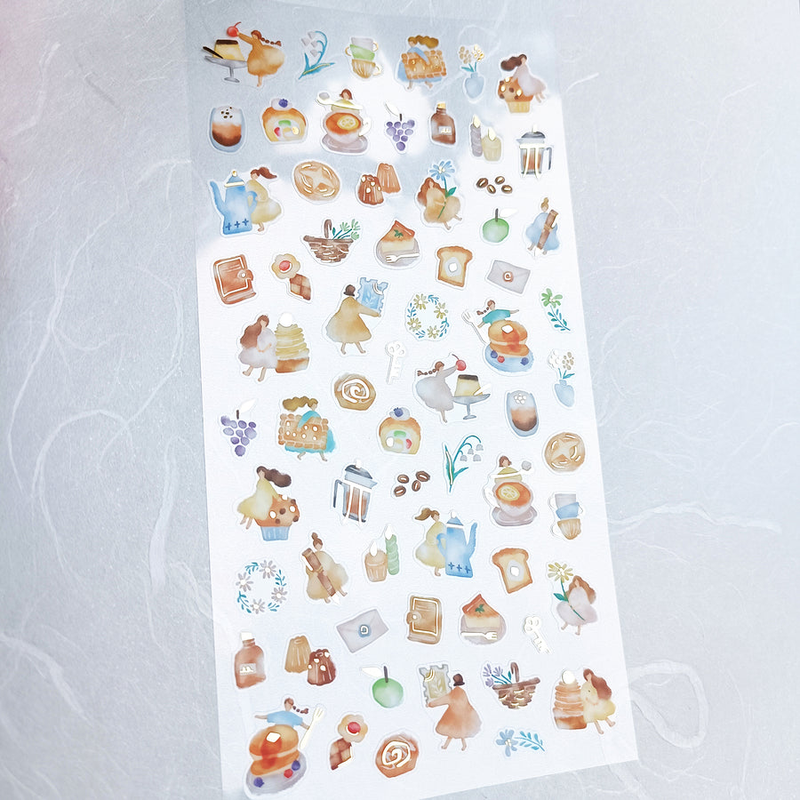 Mind Wave Watashi To Kobito Gold Foil Sticker - Beige
