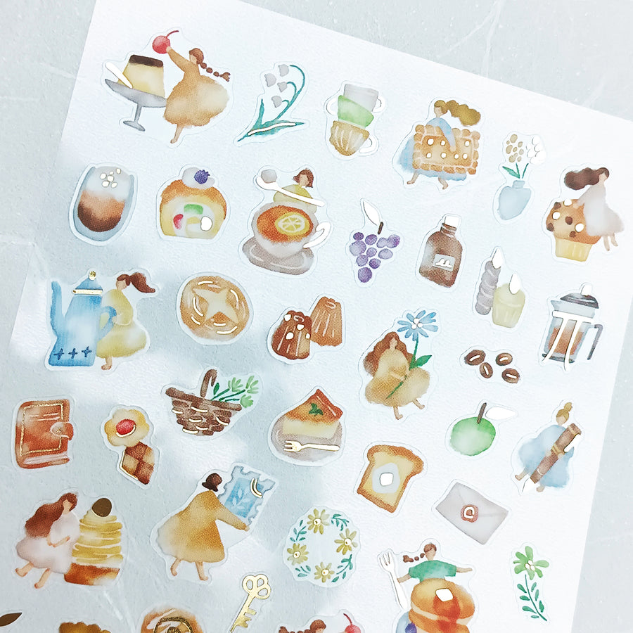 Mind Wave Watashi To Kobito Gold Foil Sticker - Beige