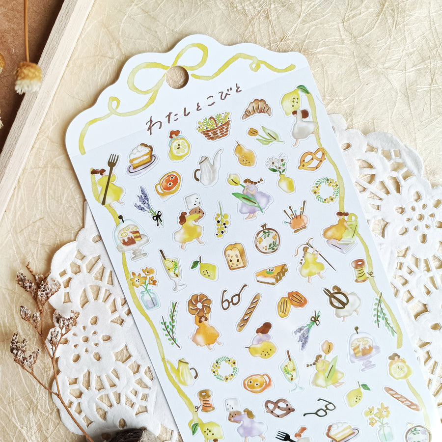Mind Wave Watashi To Kobito Gold Foil Sticker - Yellow