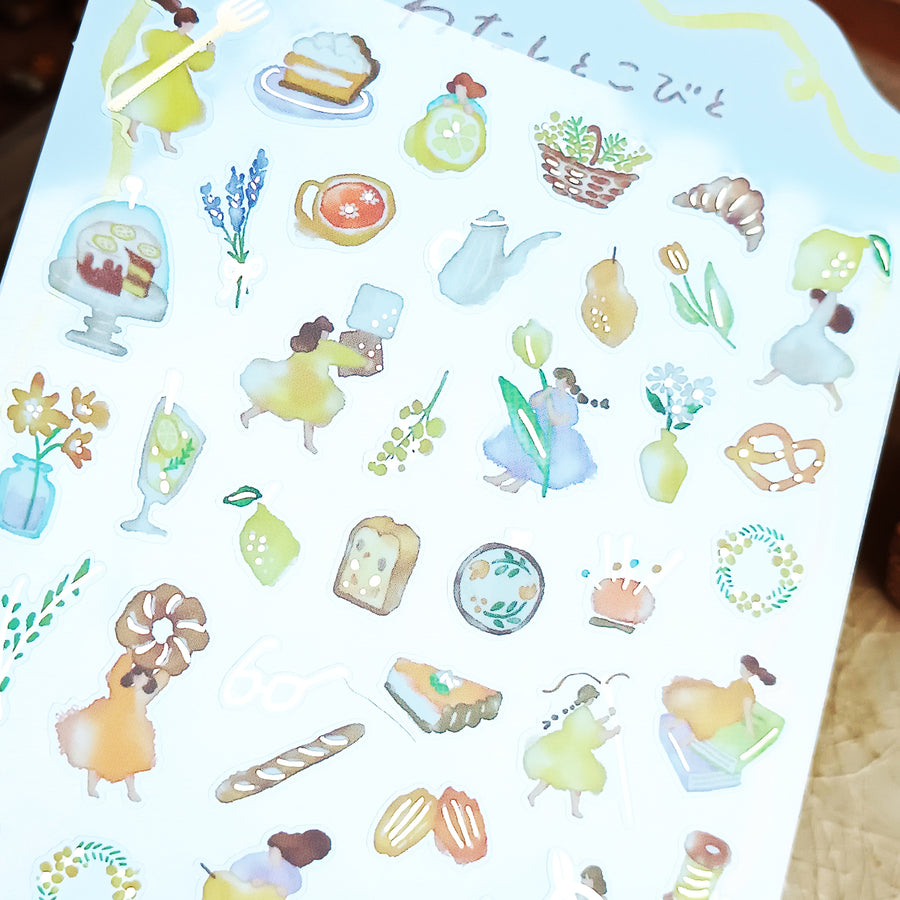 Mind Wave Watashi To Kobito Gold Foil Sticker - Yellow