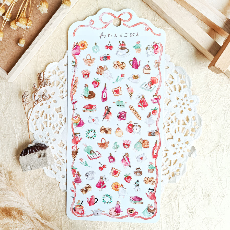 Mind Wave Watashi To Kobito Gold Foil Sticker - Red