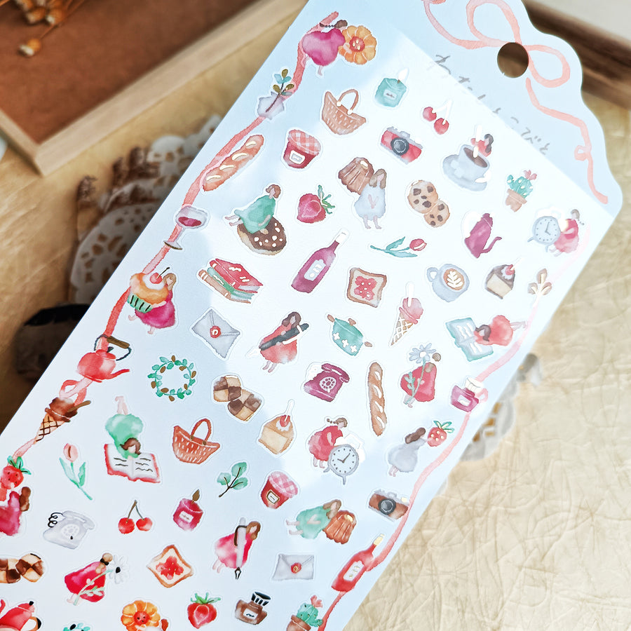 Mind Wave Watashi To Kobito Gold Foil Sticker - Red
