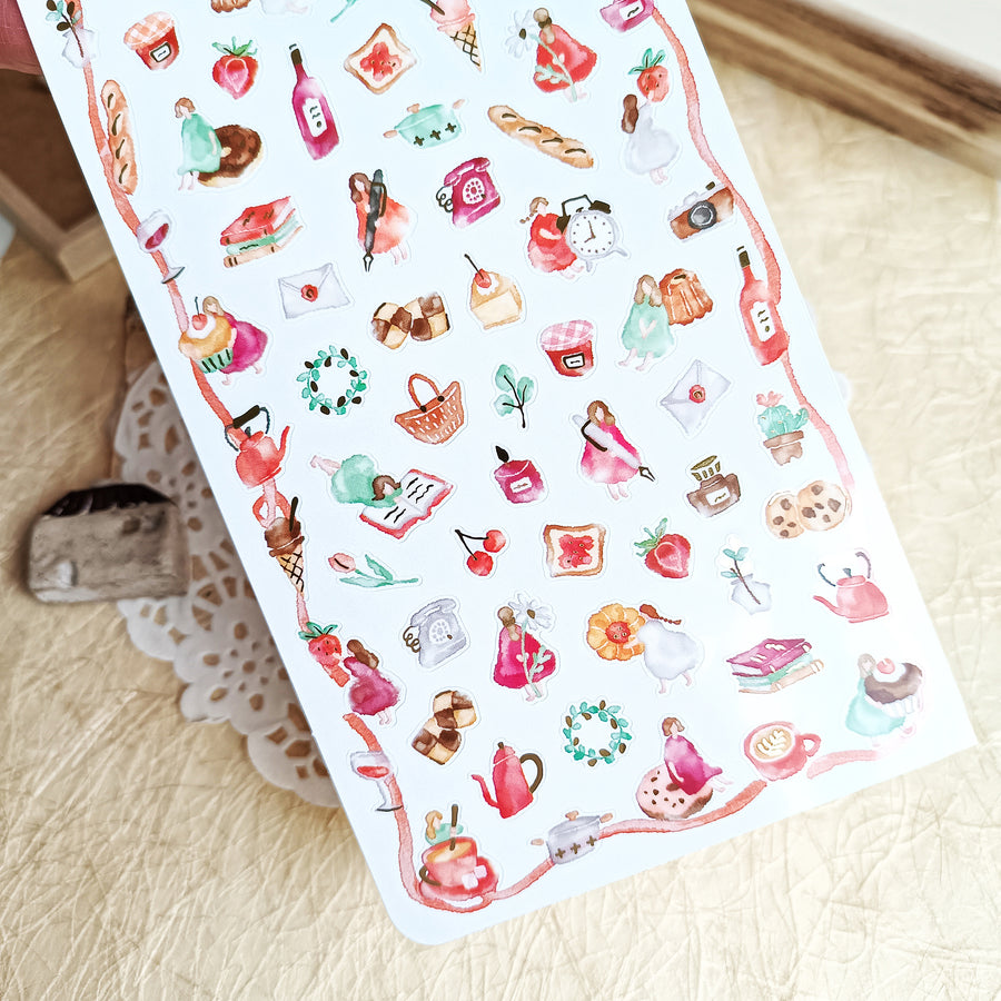 Mind Wave Watashi To Kobito Gold Foil Sticker - Red