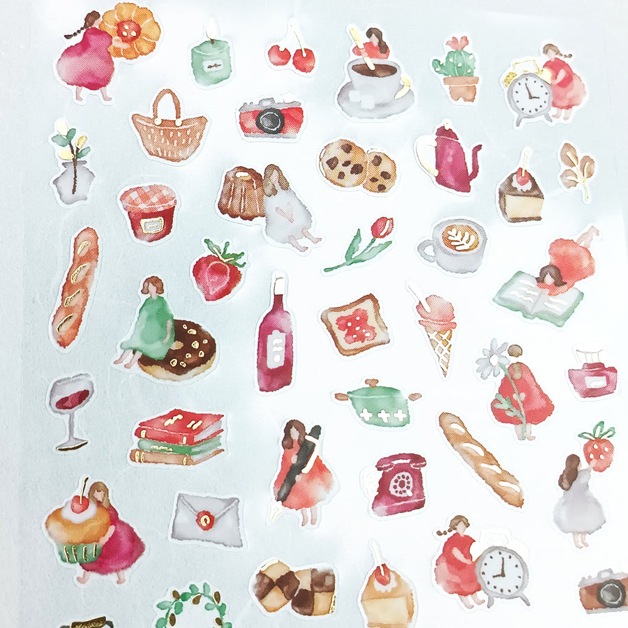 Mind Wave Watashi To Kobito Gold Foil Sticker - Red