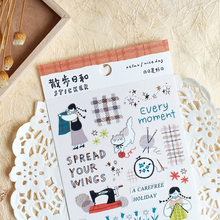 Mind Wave Relax / Nice Day Gold Foil Sticker - Craft Store