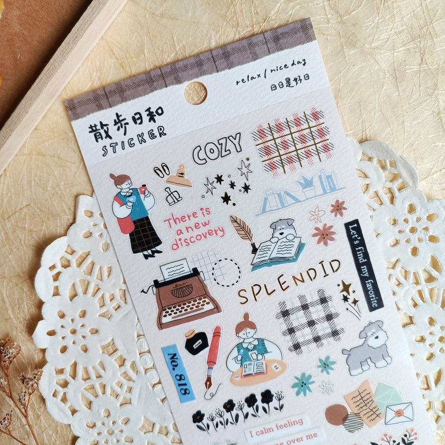 Mind Wave Relax / Nice Day Gold Foil Sticker - Stationery Store