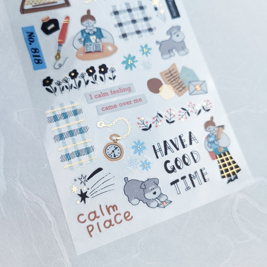 Mind Wave Relax / Nice Day Gold Foil Sticker - Stationery Store