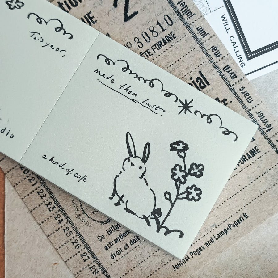 A kind of café 什物 Illustrated Mini Book Double-Split Notepad - SOM Bunny Notes
