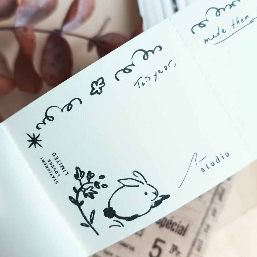 A kind of café 什物 Illustrated Mini Book Double-Split Notepad - SOM Bunny Notes