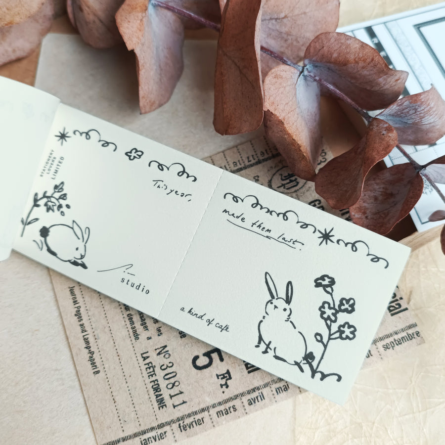 A kind of café 什物 Illustrated Mini Book Double-Split Notepad - SOM Bunny Notes