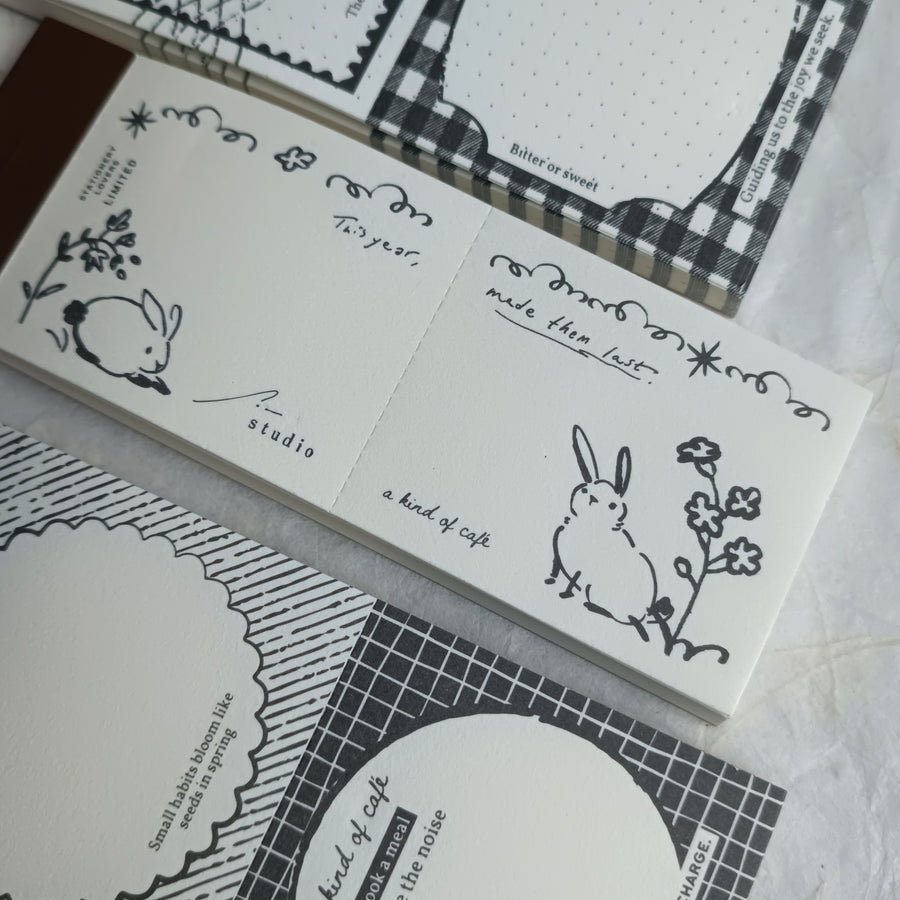 A kind of café 什物 Illustrated Mini Book Double-Split Notepad - SOM Bunny Notes