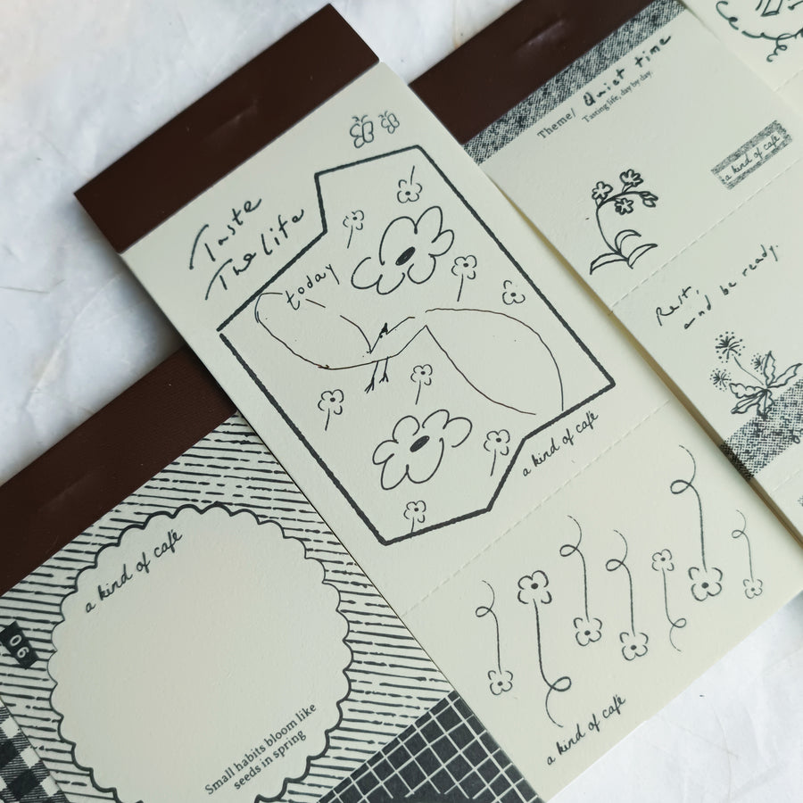 A kind of café 什物 Illustrated Mini Book Double-Split Notepad - Petal Notes