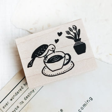 Hankodori original rubber stamp - Time for a Cuppa Tea Time