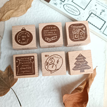 A kind of café 什物 Christmas Series Wooden Stamps | Full Set 6 Designs
