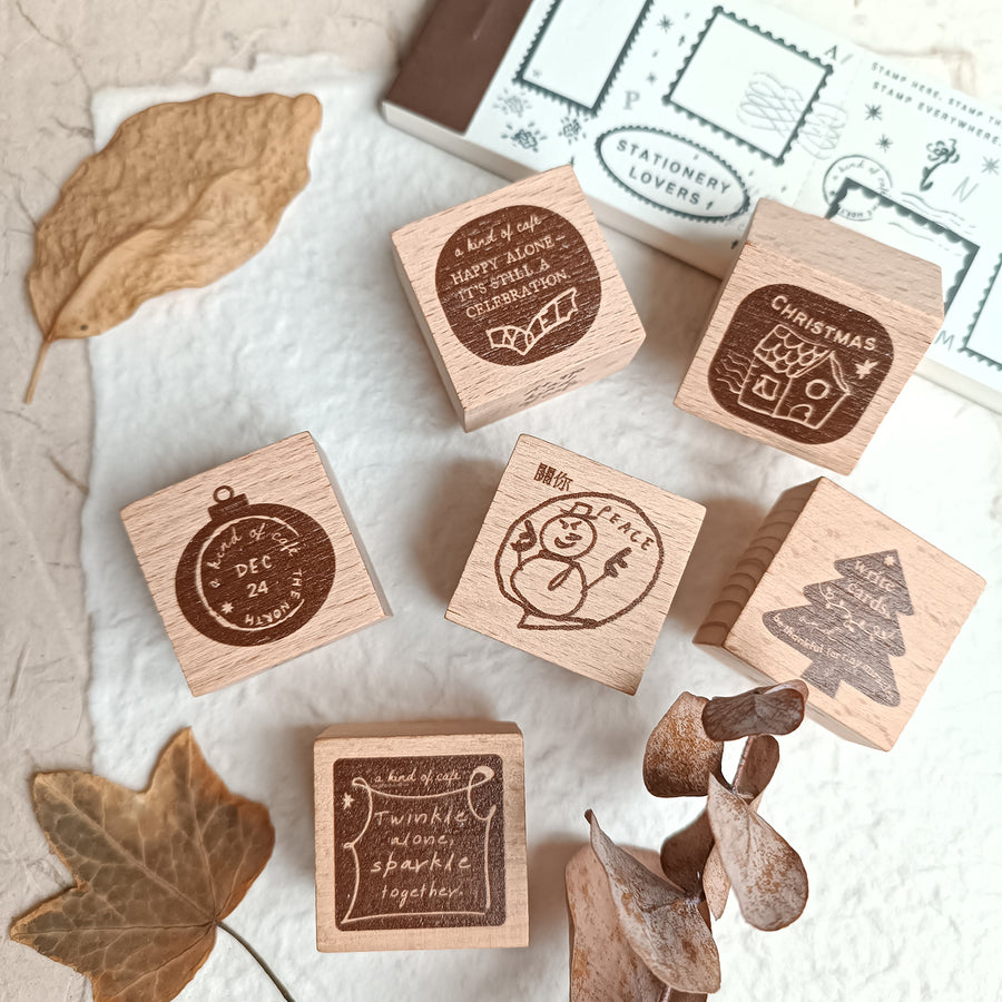 A kind of café 什物 Christmas Series Wooden Stamps | Full Set 6 Designs