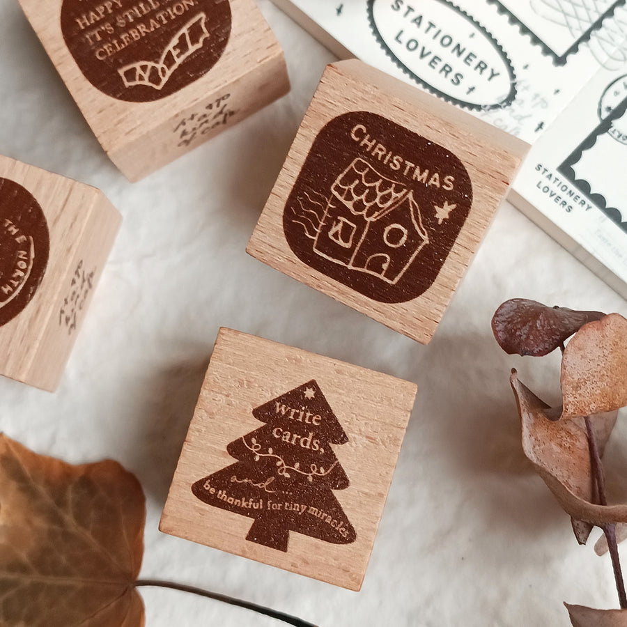 A kind of café 什物 Christmas Series Wooden Stamps | Full Set 6 Designs
