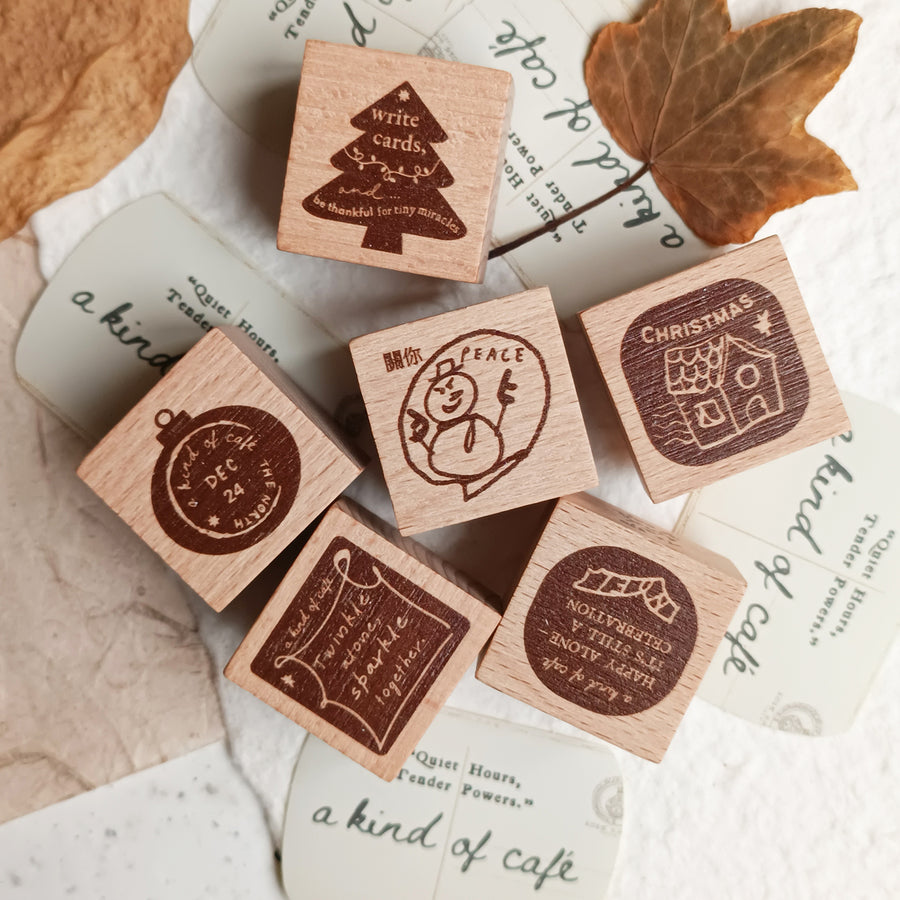 A kind of café 什物 Christmas Series Wooden Stamps | Full Set 6 Designs