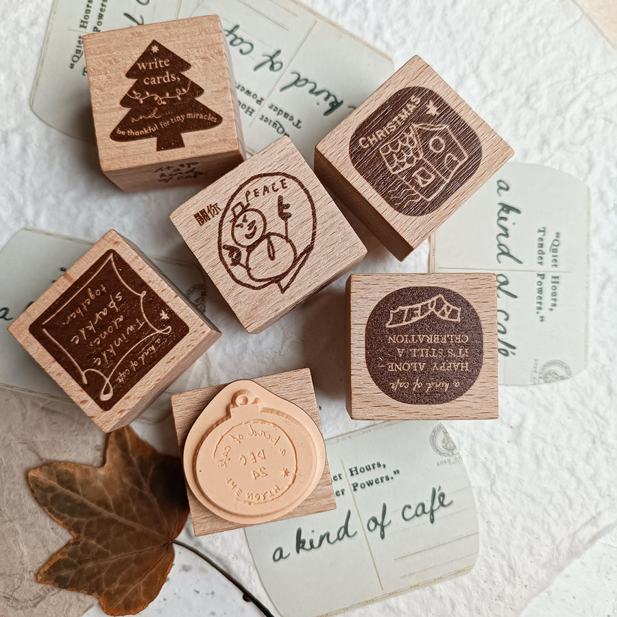 A kind of café 什物 Christmas Series Wooden Stamps | Full Set 6 Designs