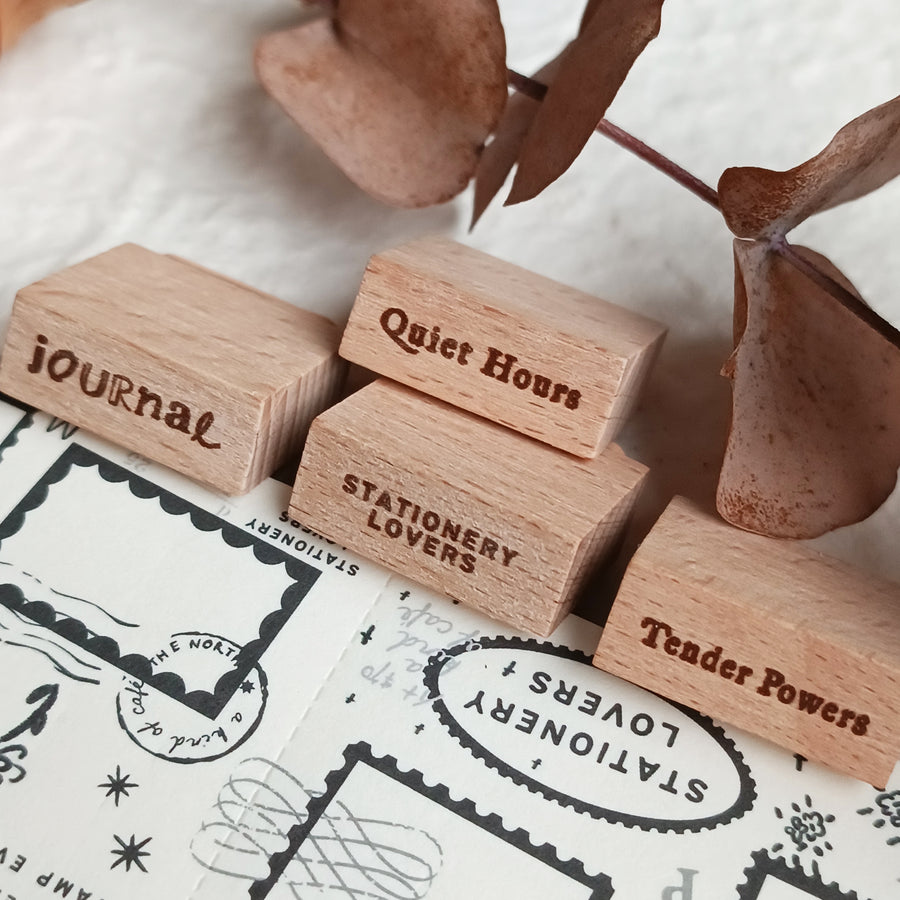 A kind of café 什物 word Rubber Stamp - Quiet Hours ,Tender Powers, Journal ,Stationery Lovers