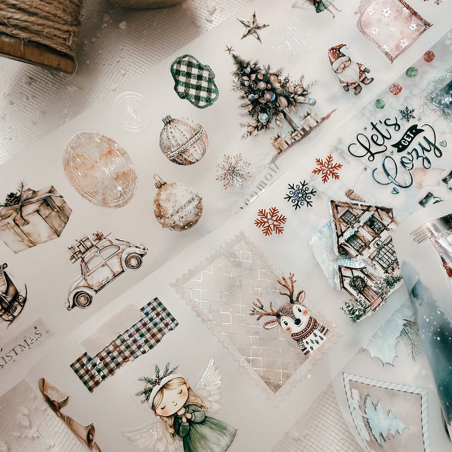Journal Pages kiss-cut Mother-of-pearl crystal tape - Cozy Christmas