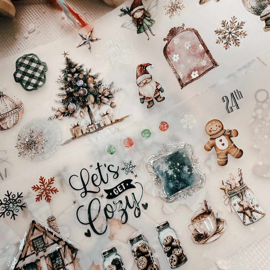 Journal Pages kiss-cut Mother-of-pearl crystal tape - Cozy Christmas