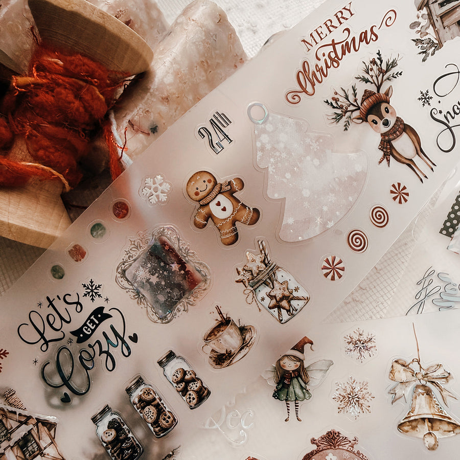 Journal Pages kiss-cut Mother-of-pearl crystal tape - Cozy Christmas