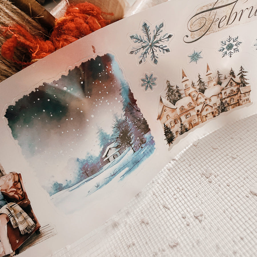 Journal Pages kiss-cut Mother-of-pearl crystal tape - Cozy Christmas