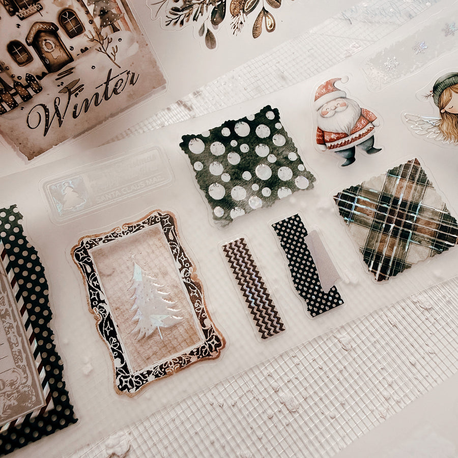 Journal Pages kiss-cut Mother-of-pearl crystal tape - Cozy Christmas
