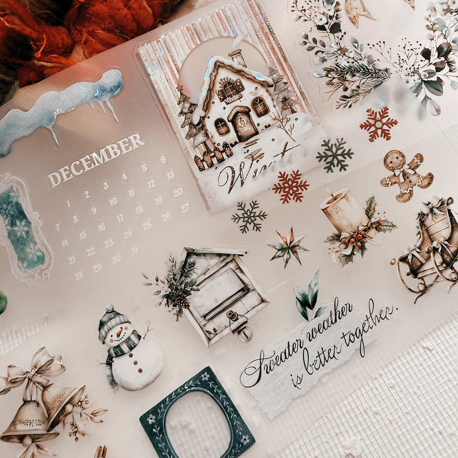 Journal Pages kiss-cut Mother-of-pearl crystal tape - Cozy Christmas