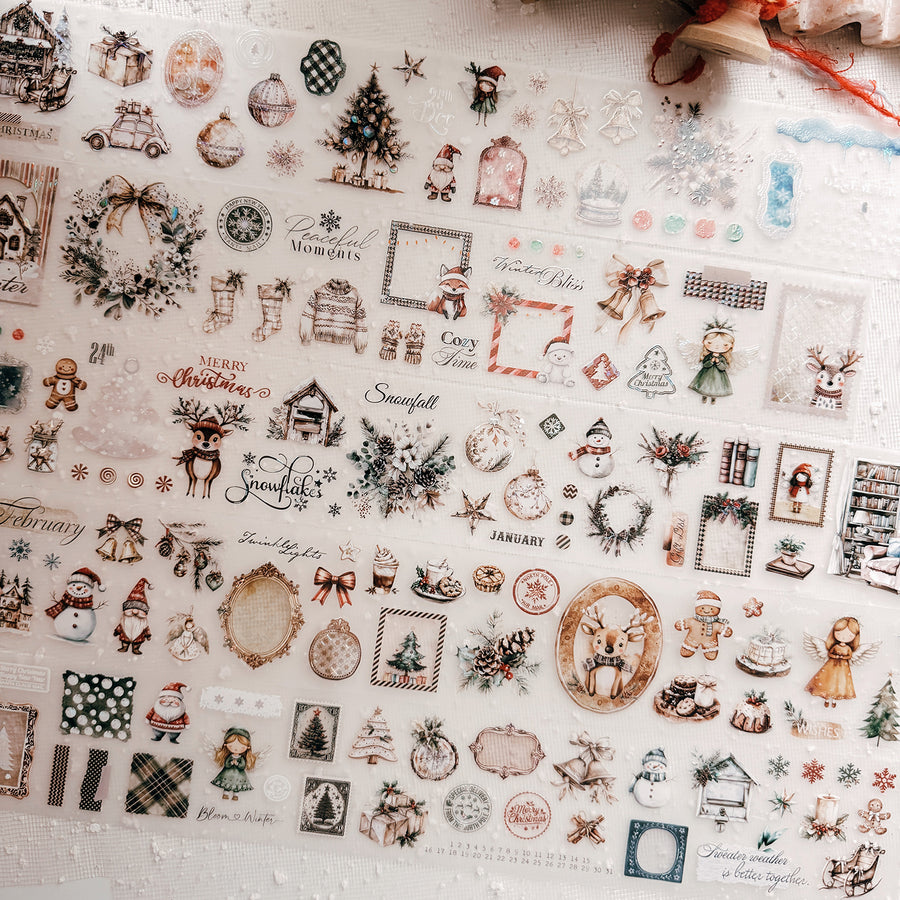 Journal Pages kiss-cut Mother-of-pearl crystal tape - Cozy Christmas