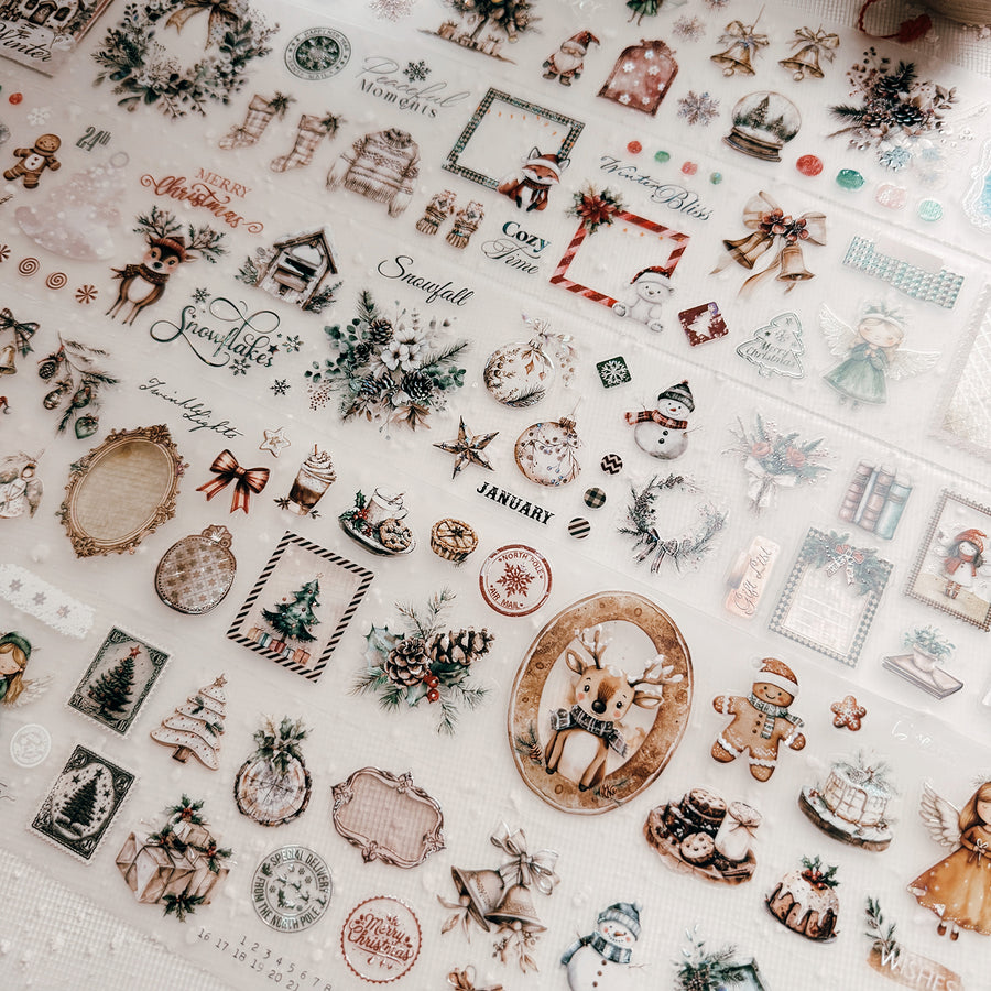 Journal Pages kiss-cut Mother-of-pearl crystal tape - Cozy Christmas