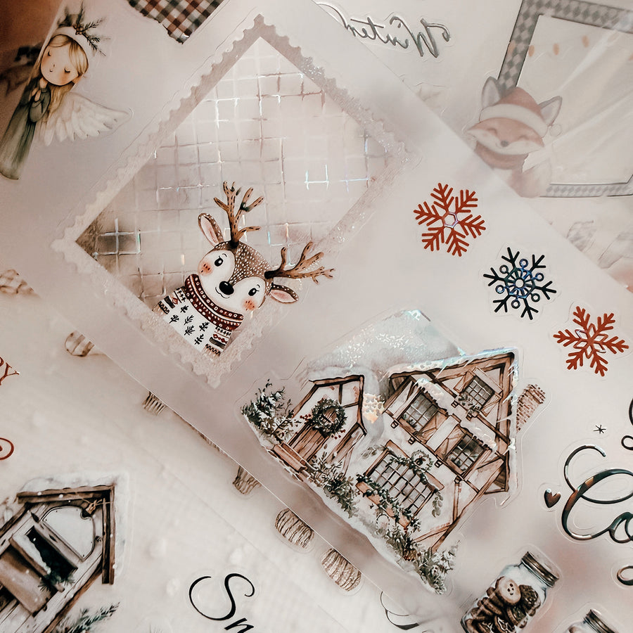 Journal Pages kiss-cut Mother-of-pearl crystal tape - Cozy Christmas