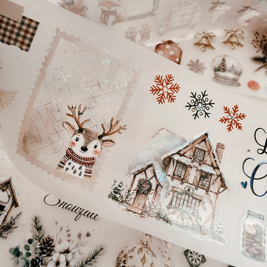 Journal Pages kiss-cut Mother-of-pearl crystal tape - Cozy Christmas
