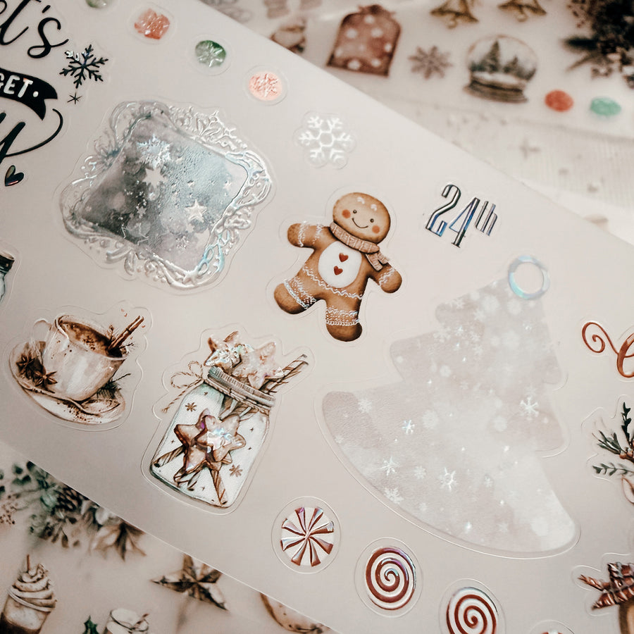 Journal Pages kiss-cut Mother-of-pearl crystal tape - Cozy Christmas