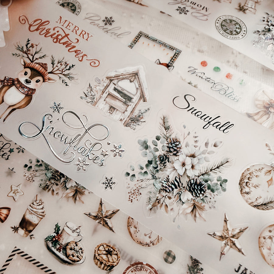 Journal Pages kiss-cut Mother-of-pearl crystal tape - Cozy Christmas