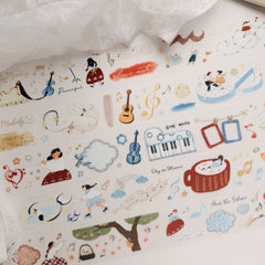 Journal Pages kiss-cut Foil Gold Glitter & Crystal Matte tape - Music Society