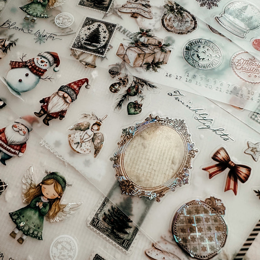 Journal Pages kiss-cut Mother-of-pearl crystal tape - Cozy Christmas