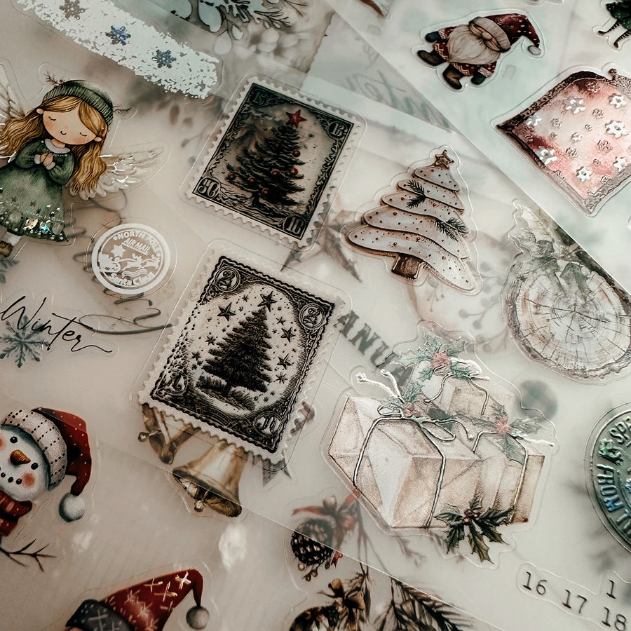 Journal Pages kiss-cut Mother-of-pearl crystal tape - Cozy Christmas